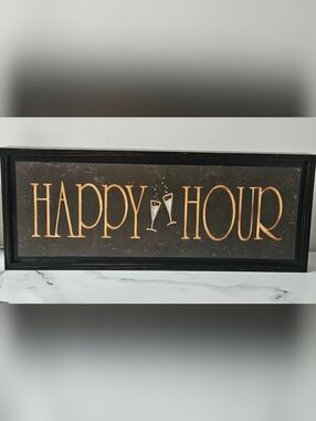 "HAPPY HOUR" Wooden Sign (19.5"x8"x2")